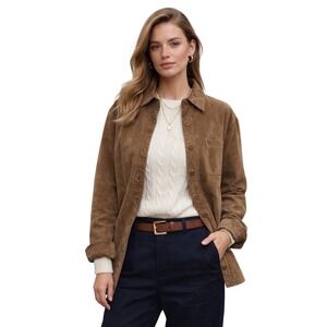 VTG Y2K Suede Shirt Jacket Shacket Brown Tan 100% Leather Button Up Western Med